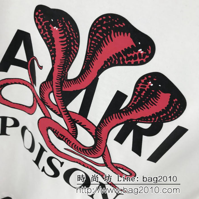 AMIRI阿米裏 19FW早春新款 POISON毒蛇閃粉 OS寬鬆版白色T恤 男女同款 ydi1701